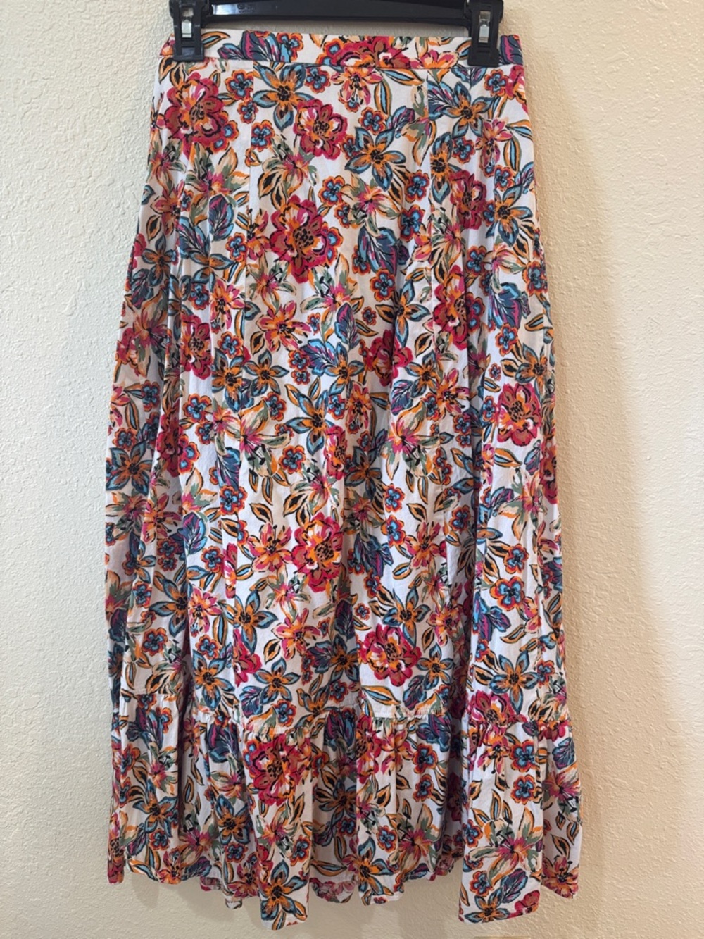 RACHEL Rachel Roy White Maxi Skirt with Pink, Blue & Orange Floral Print